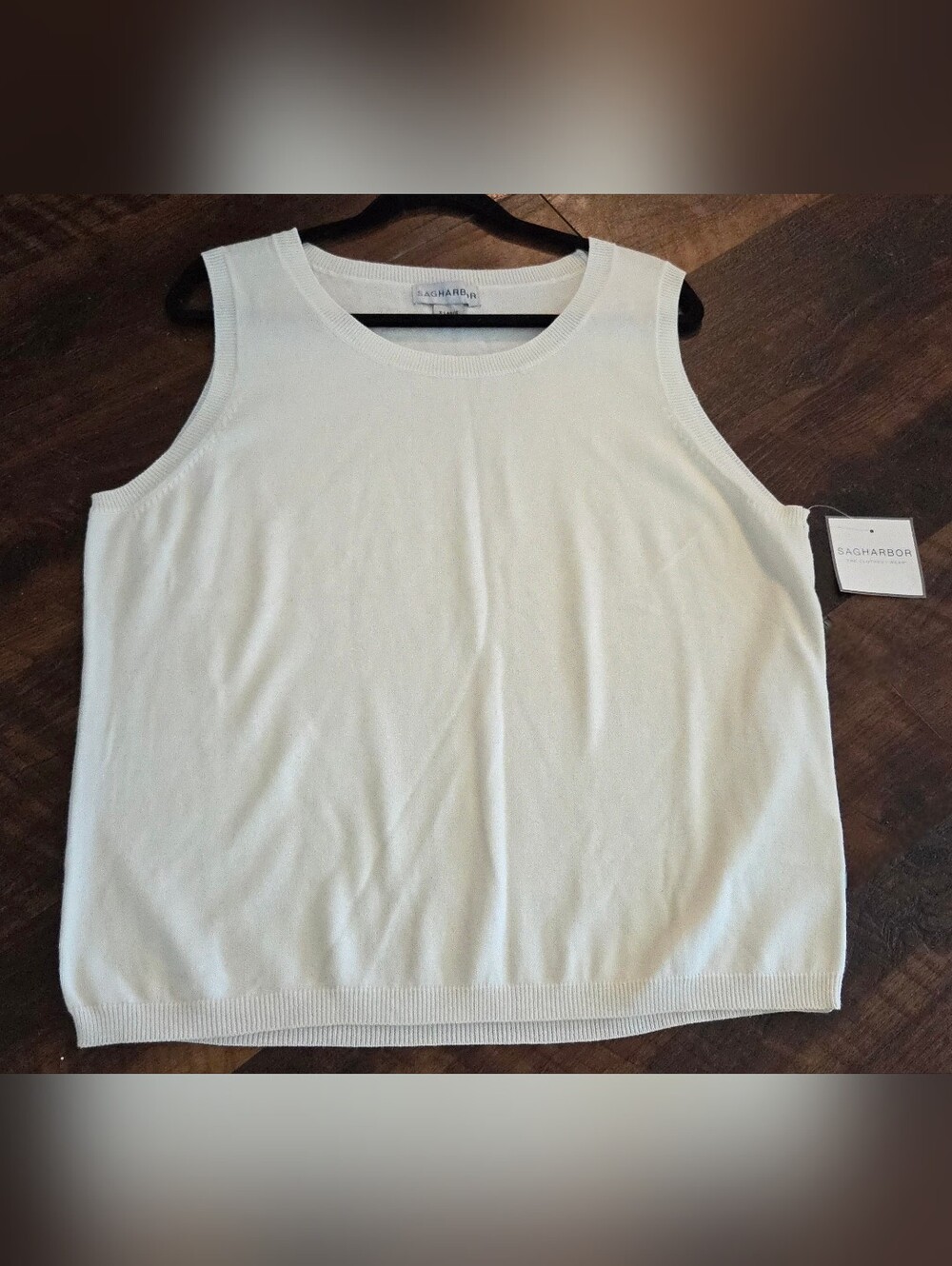 Sag Harbor Cream Knit Sleeveless Tank
